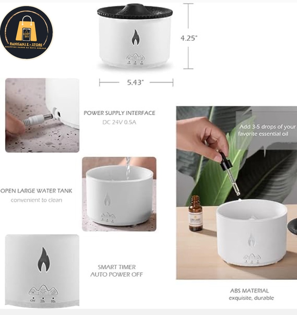 Ultasonic volcano flame diffuser